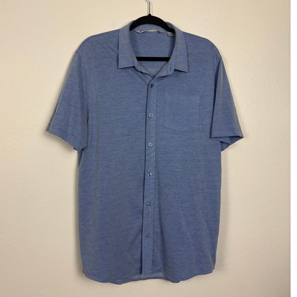 TravisMathew Blue Pima Cotton Blend Polo Large